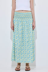 Shirred Waist Maxi Skirt
