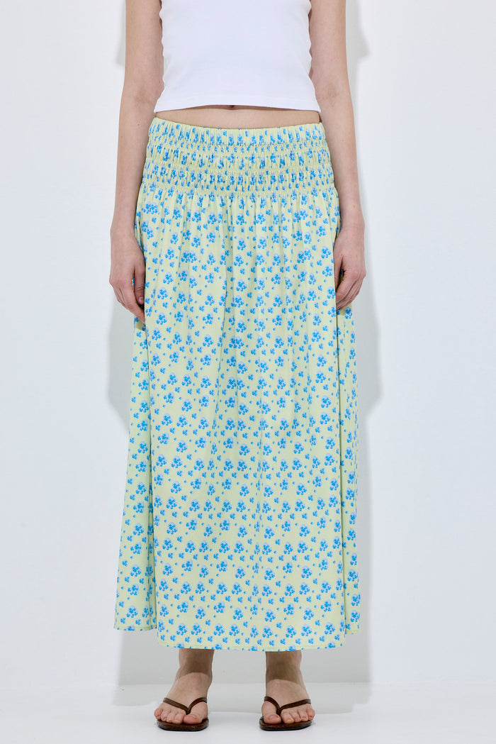 Shirred Waist Maxi Skirt