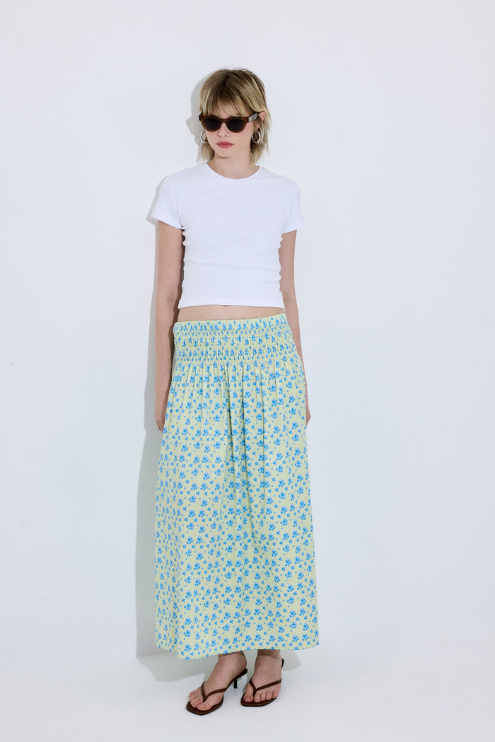 Shirred Waist Maxi Skirt
