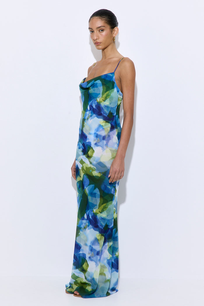 Semi Sheer Draped Maxi Dress