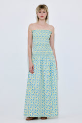 Shirred Strapless Maxi Dress