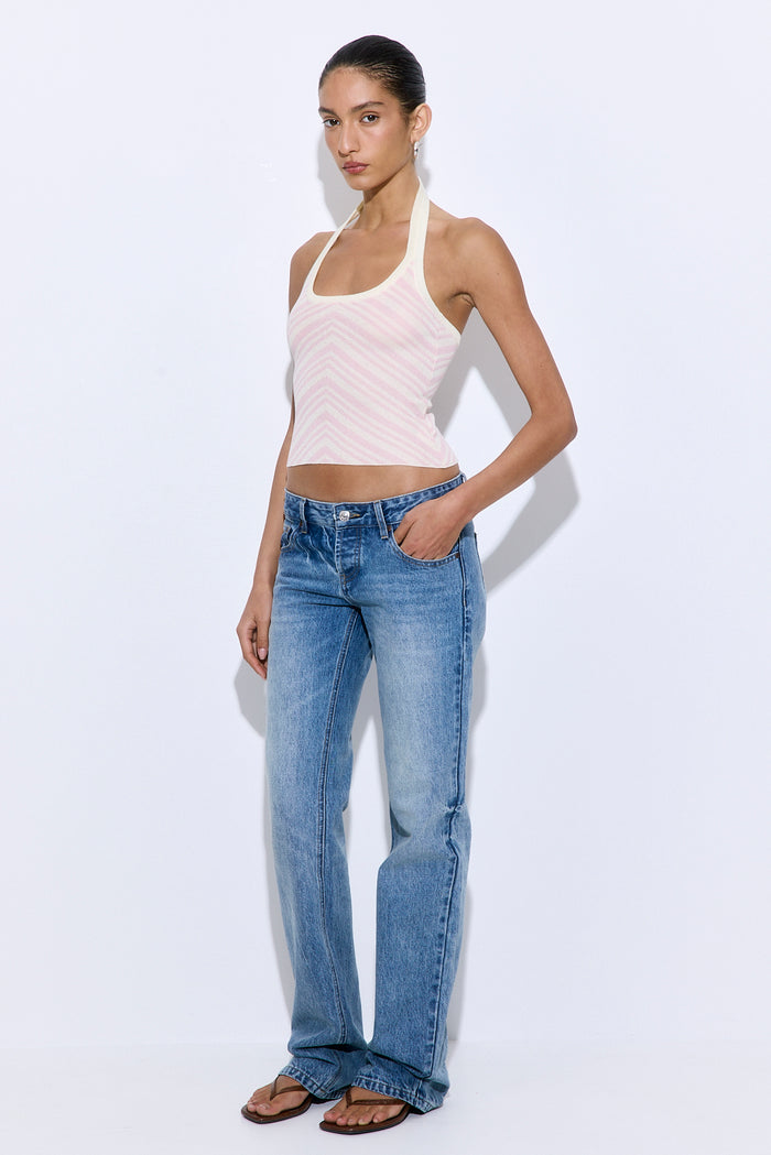 Pattern Knitted Halter Neck Top