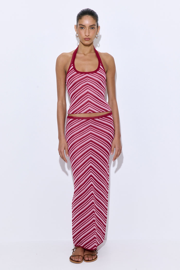 Pattern Knitted Halter Neck Top