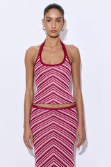 Pattern Knitted Halter Neck Top