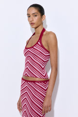 Pattern Knitted Halter Neck Top