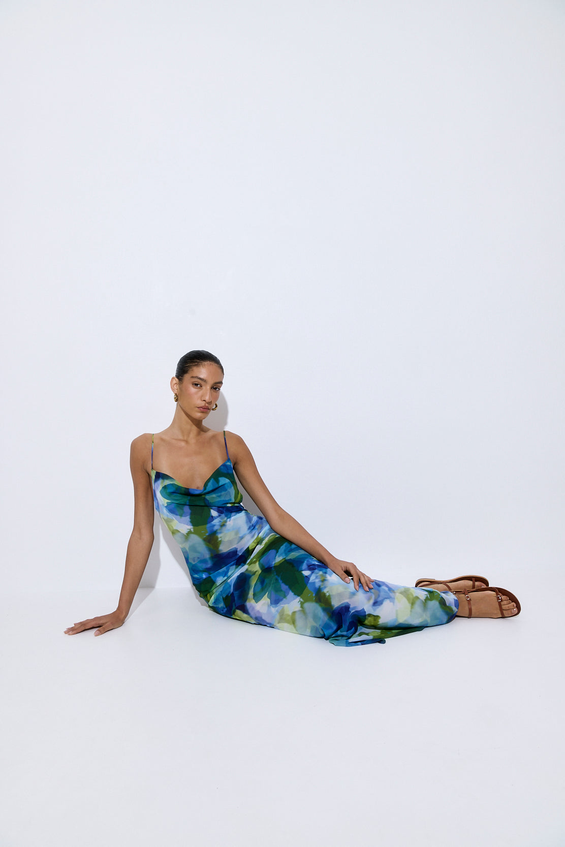 Semi Sheer Draped Maxi Dress