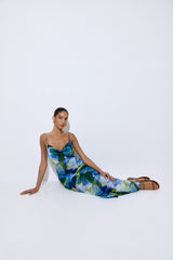 Semi Sheer Draped Maxi Dress