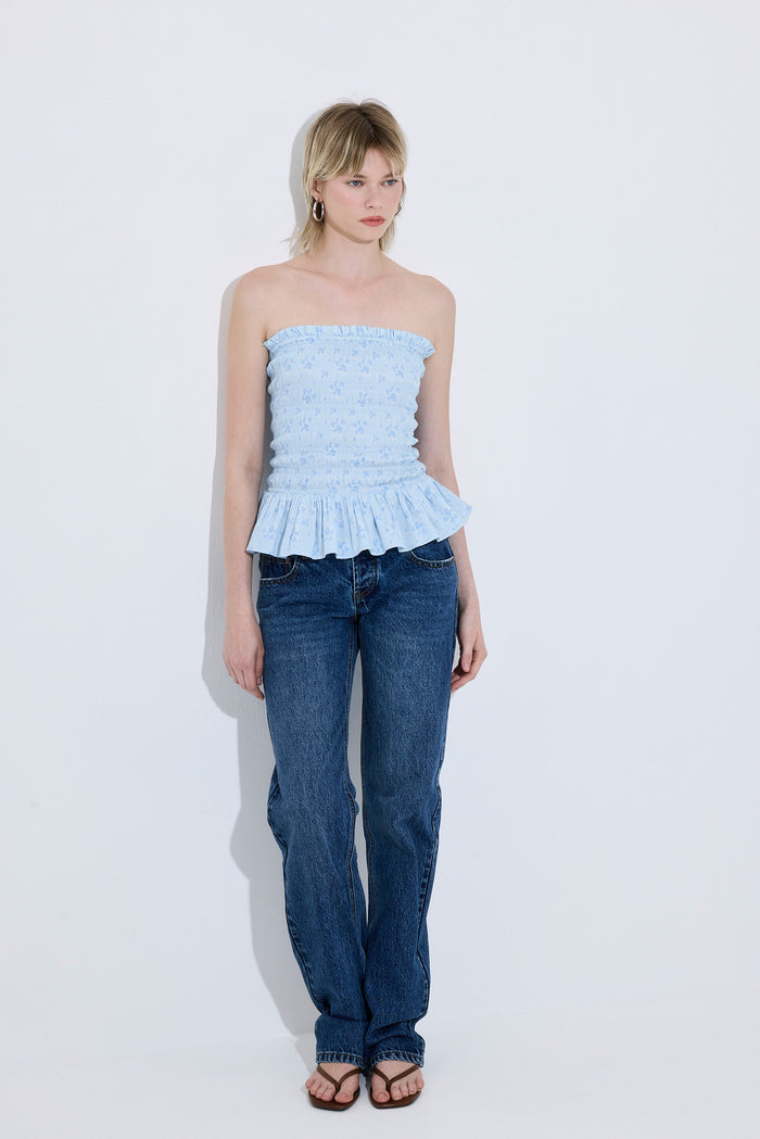 Strapless Shirred Top