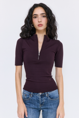 Mid Sleeved Zipper Knit