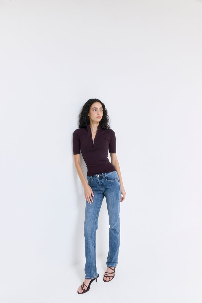 Mid Sleeved Zipper Knit
