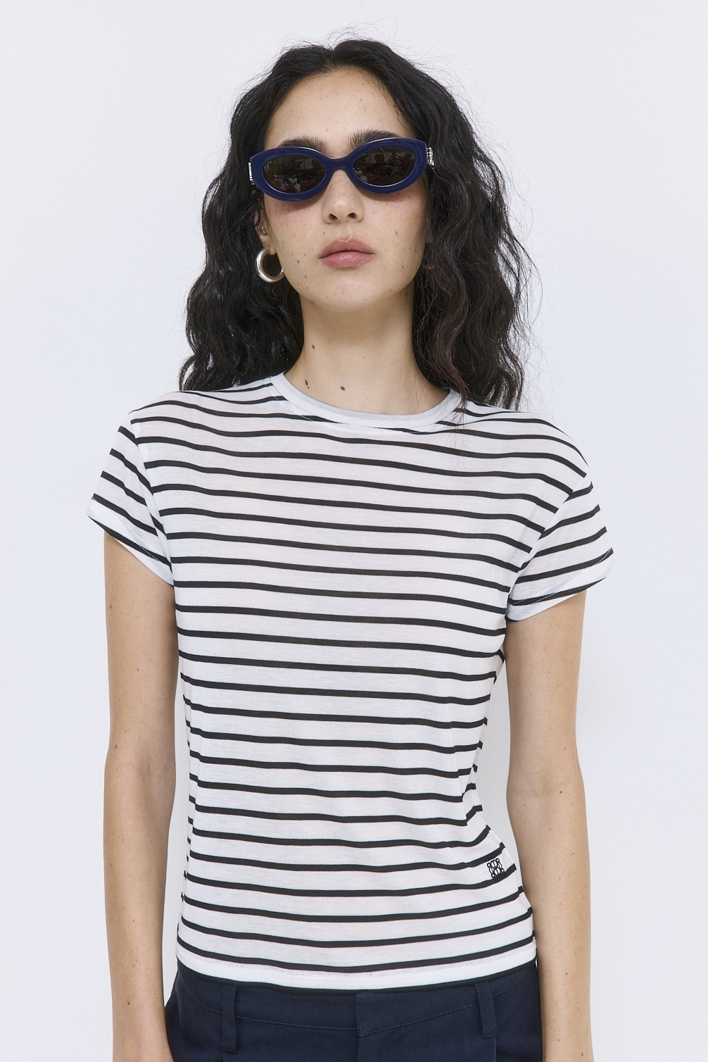 Striped Cup Sleeve Tee