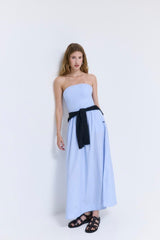 Strapless Corset Poplin Maxi Dress