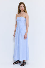 Strapless Corset Poplin Maxi Dress