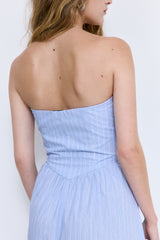 Strapless Corset Poplin Maxi Dress