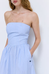 Strapless Corset Poplin Maxi Dress