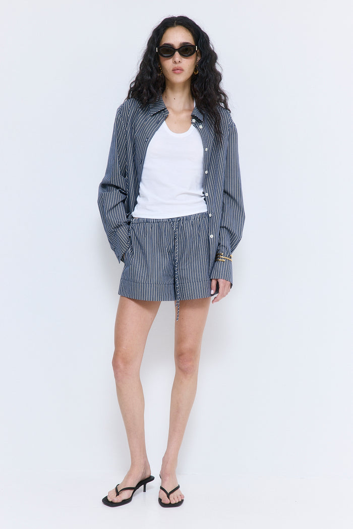 Striped Poplin Shorts