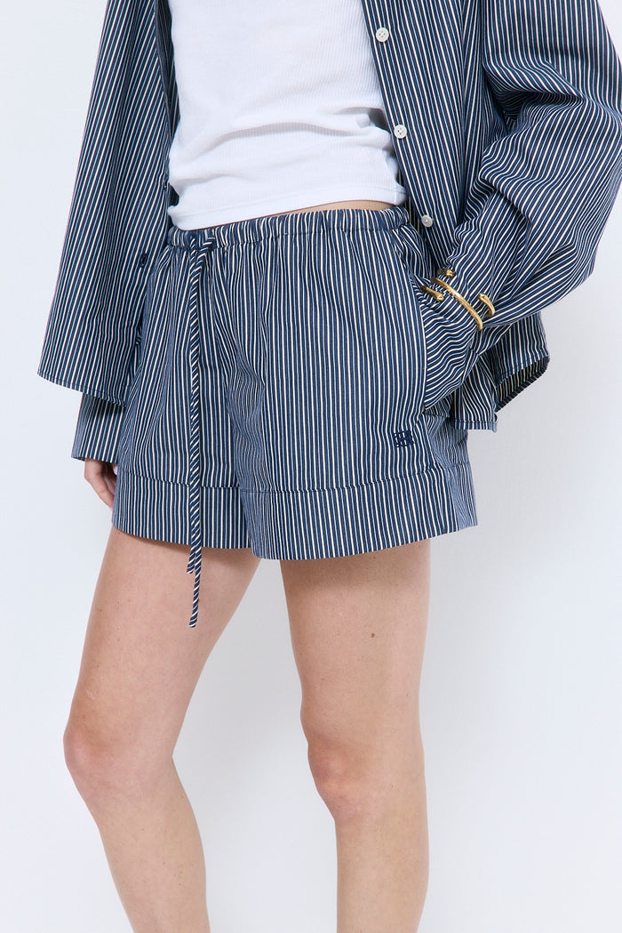 Striped Poplin Shorts