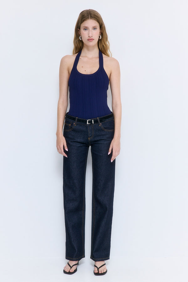 Ribbed Halter Neck Tank Top