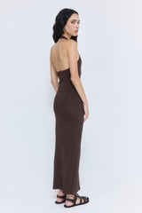 Ribbed Halter Neck Maxi Dress