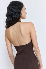Ribbed Halter Neck Maxi Dress
