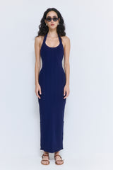 Ribbed Halter Neck Maxi Dress