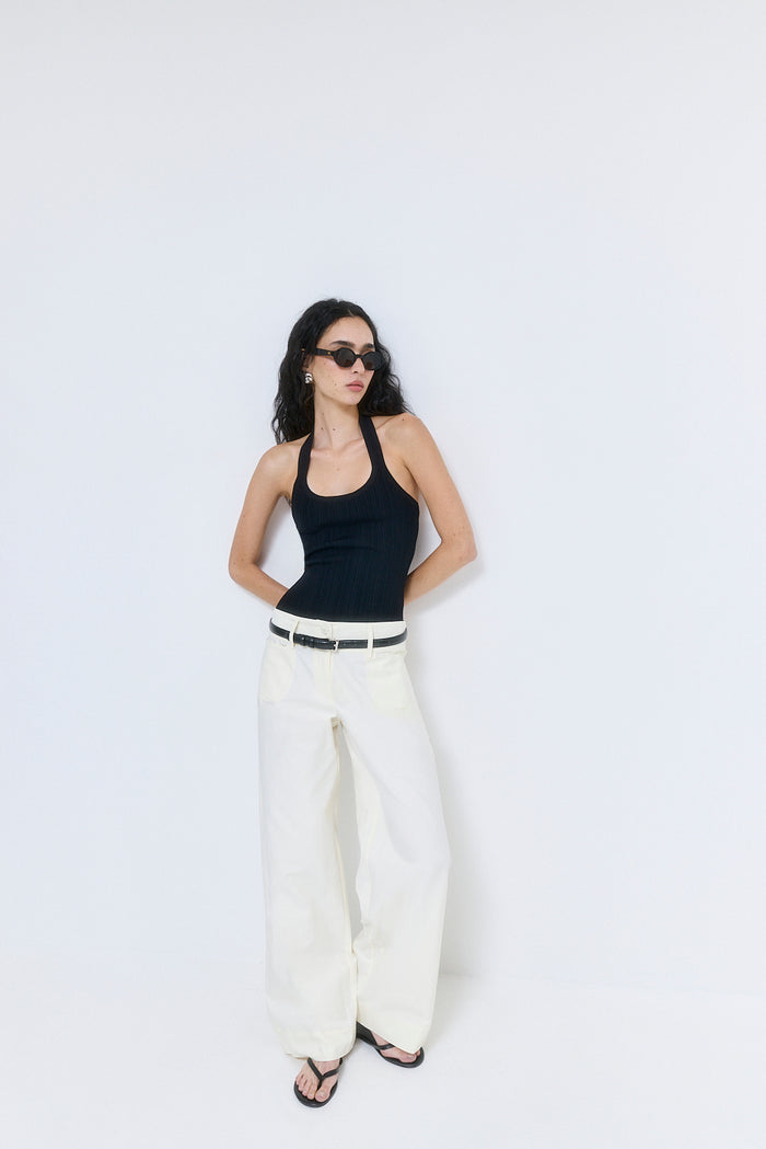 Ribbed Halter Neck Tank Top