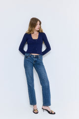 Ribbed V Neck Cardigan