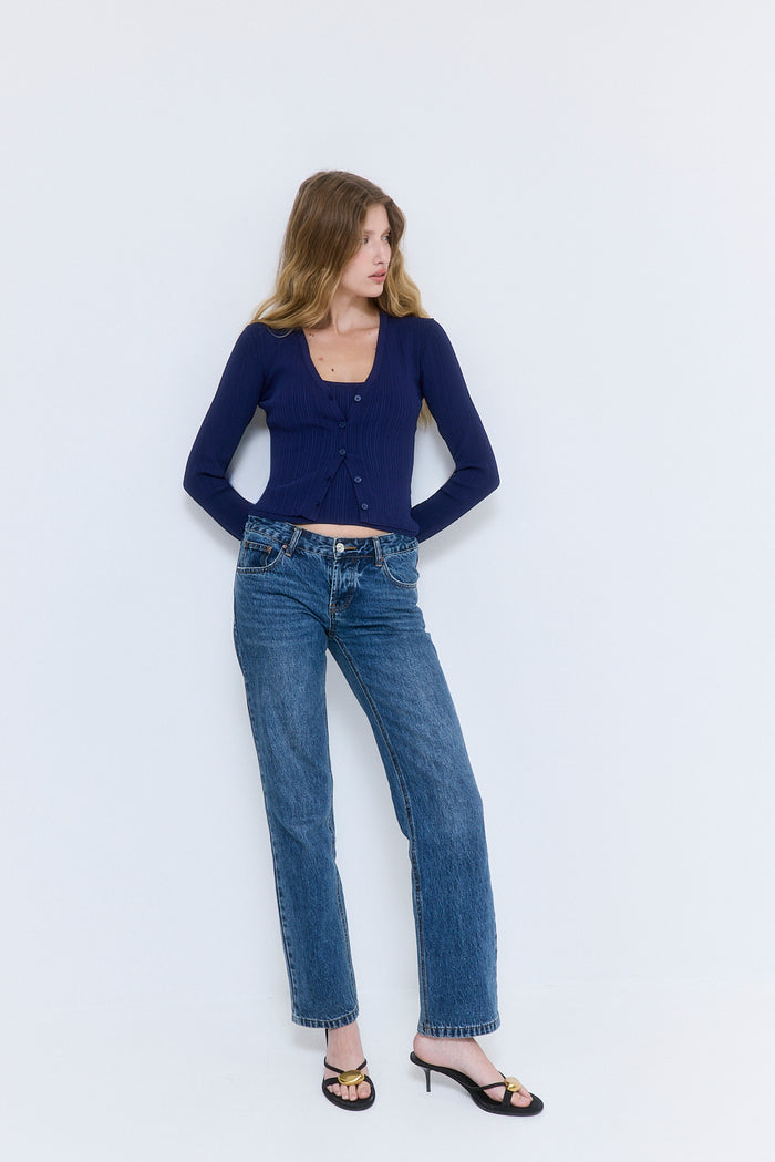 Ribbed V Neck Cardigan