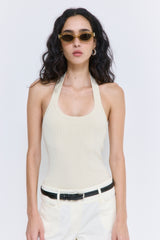 Ribbed Halter Neck Tank Top