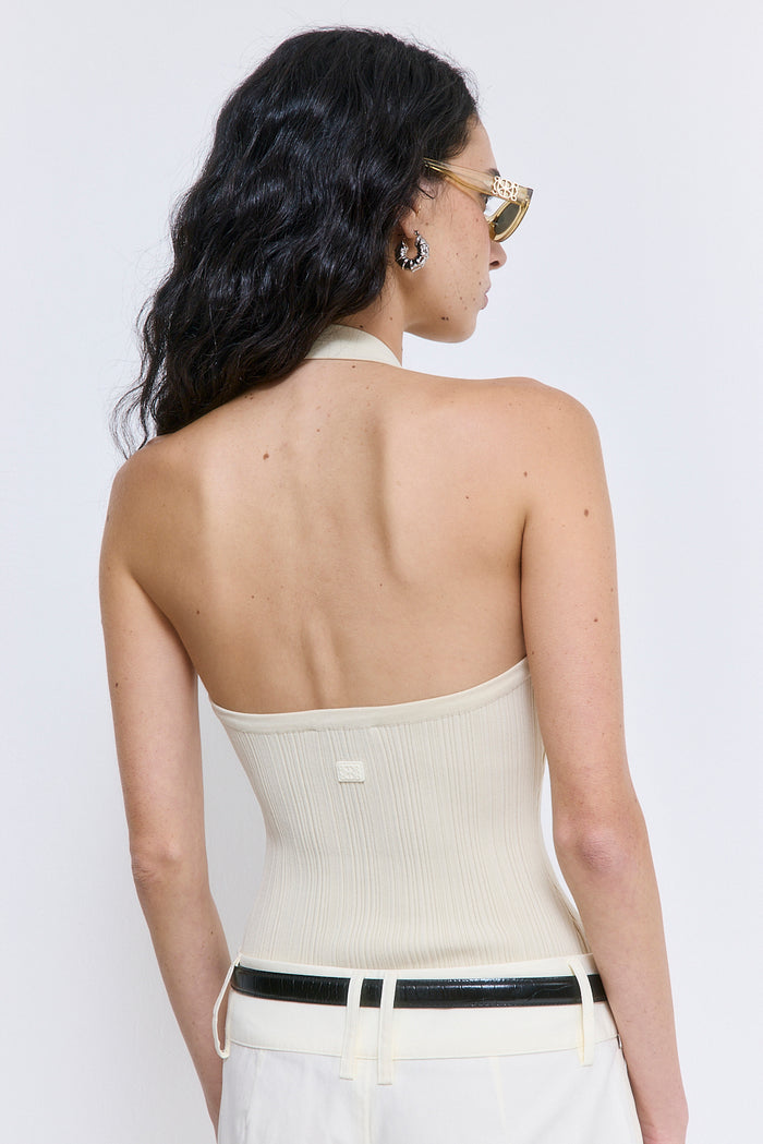 Ribbed Halter Neck Tank Top