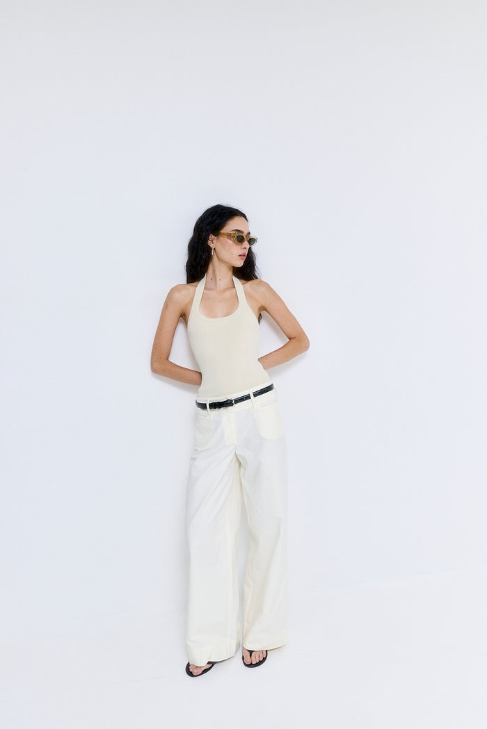 Ribbed Halter Neck Tank Top