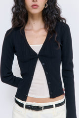 Ribbed V Neck Cardigan