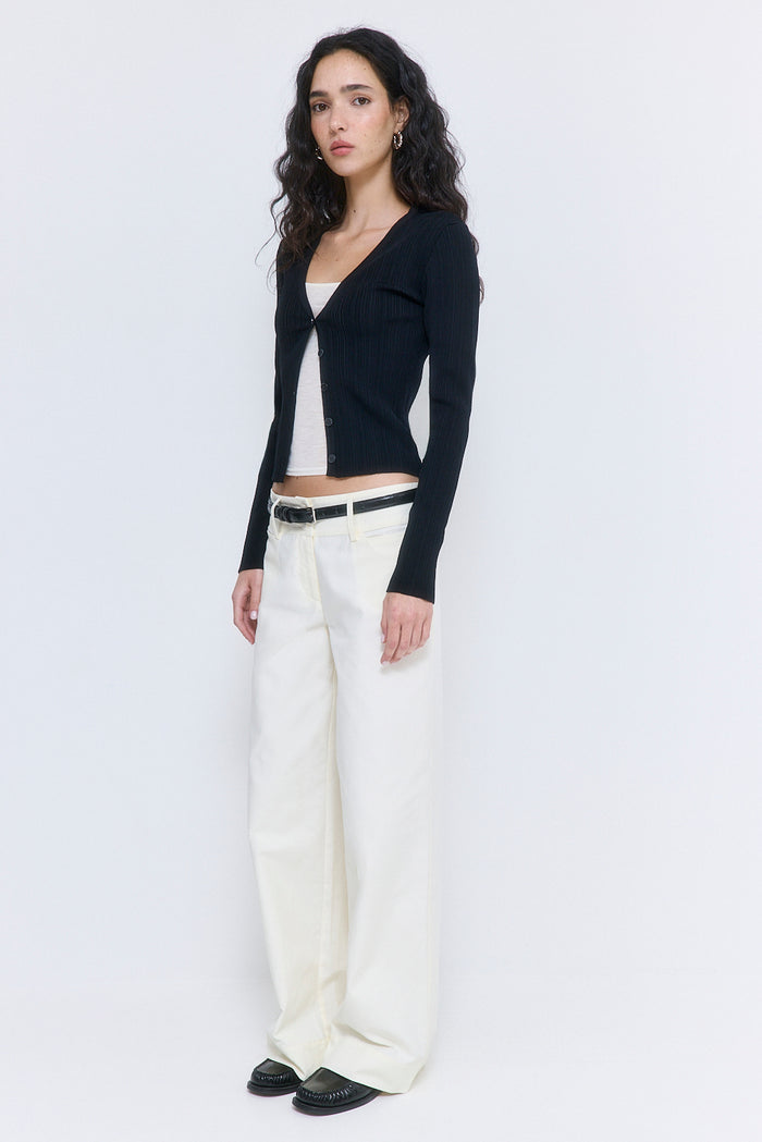 Ribbed V Neck Cardigan