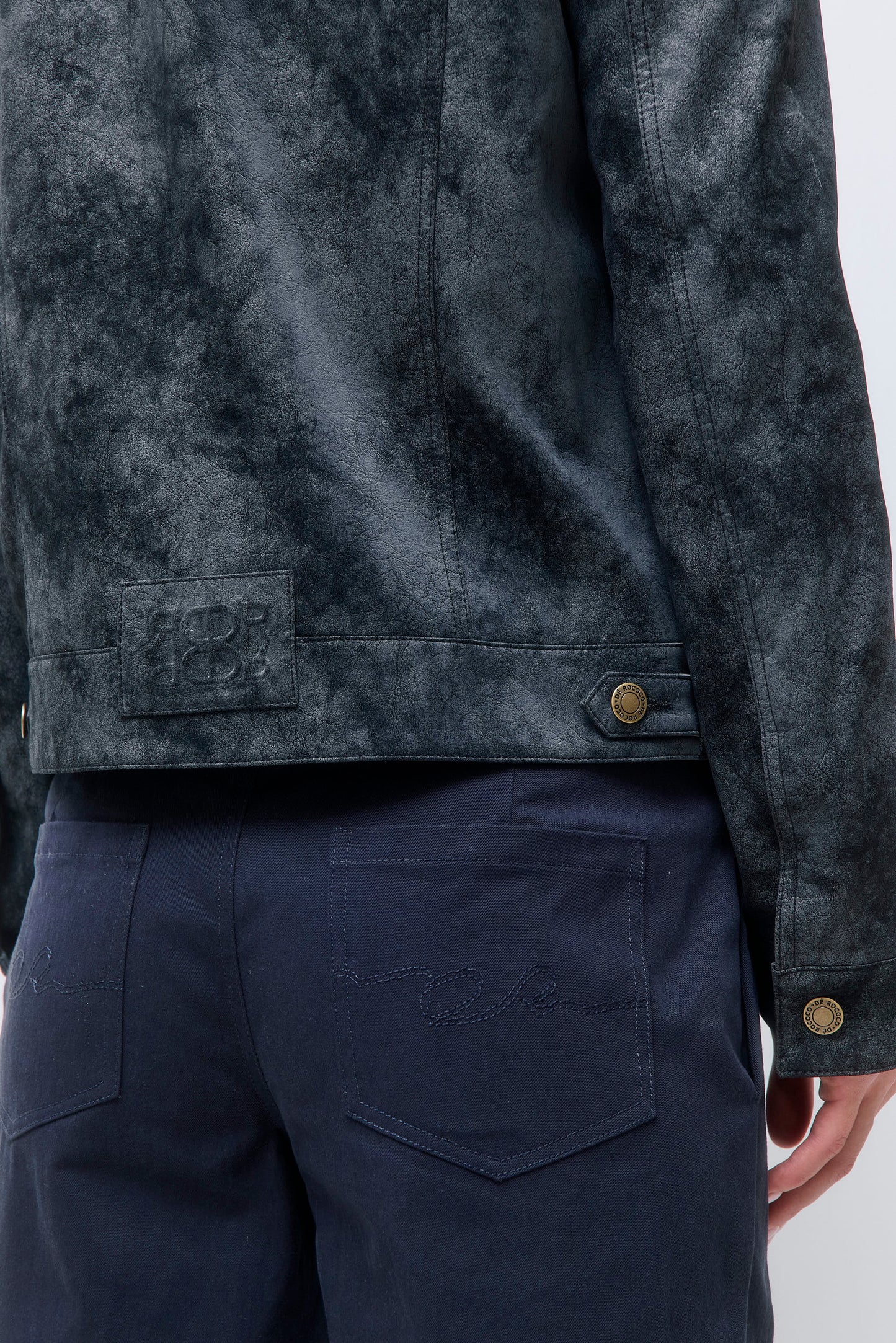 Vegan Leather Denim Fit Jacket