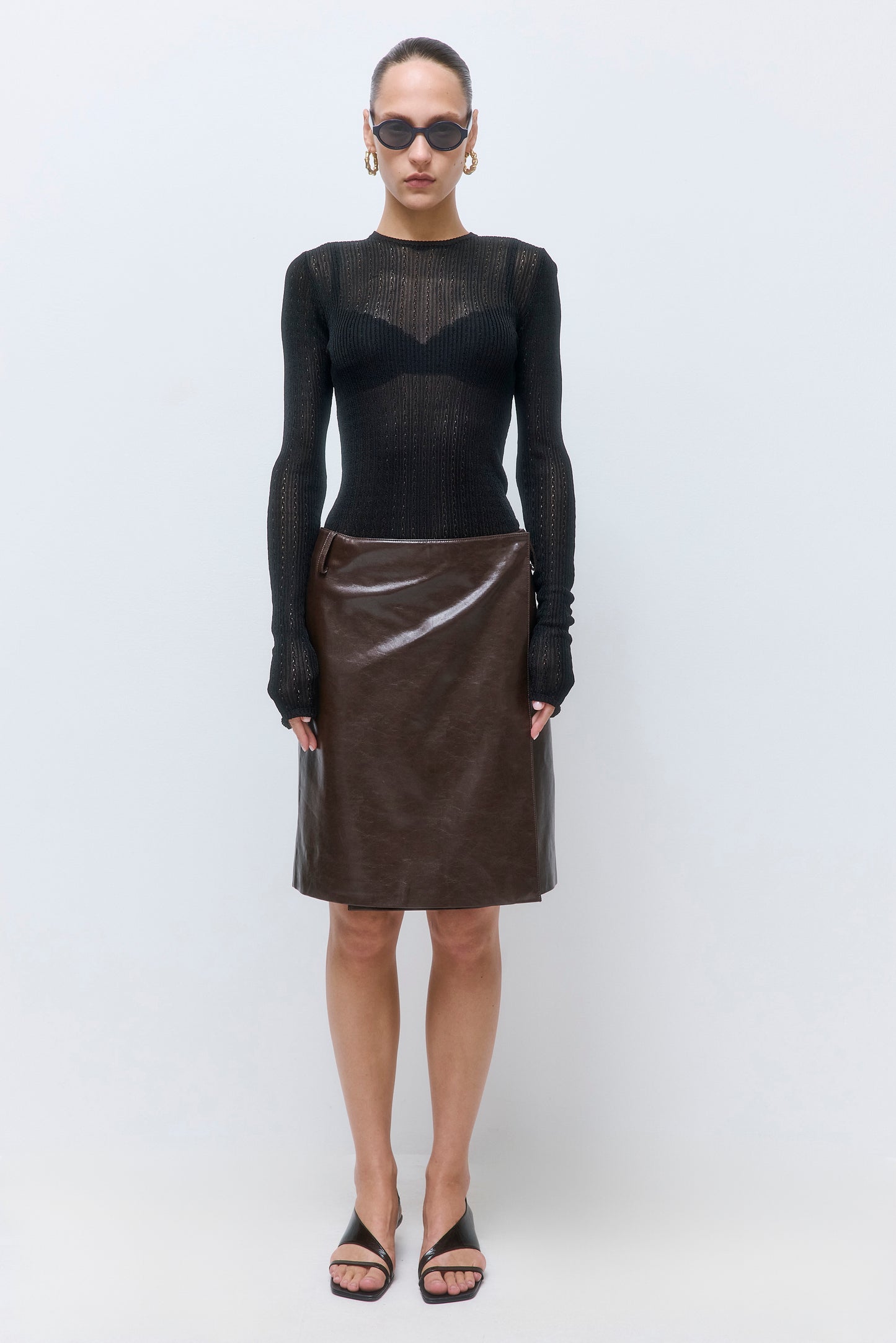 Semi Sheer Crochet Crewneck