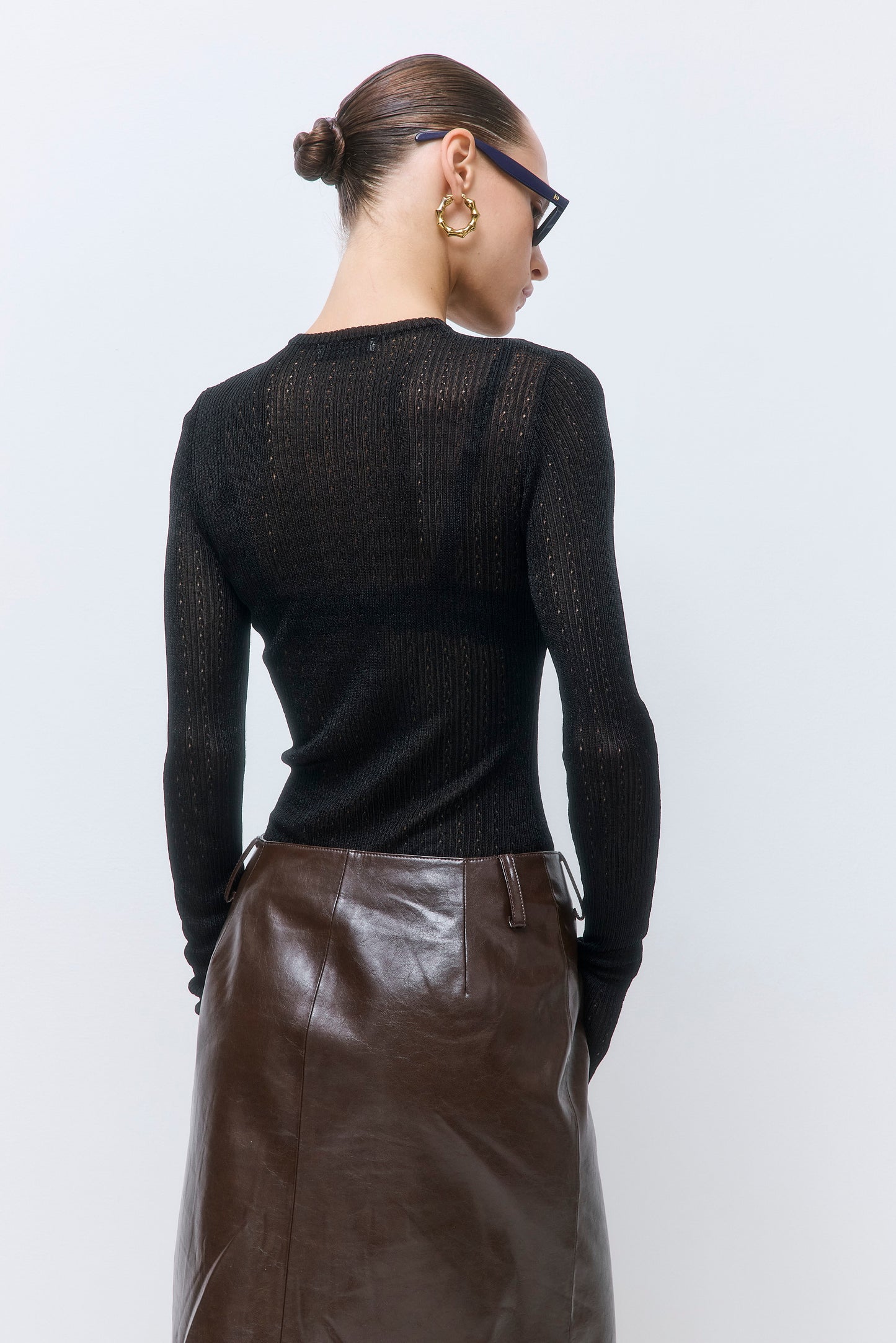 Semi Sheer Crochet Crewneck