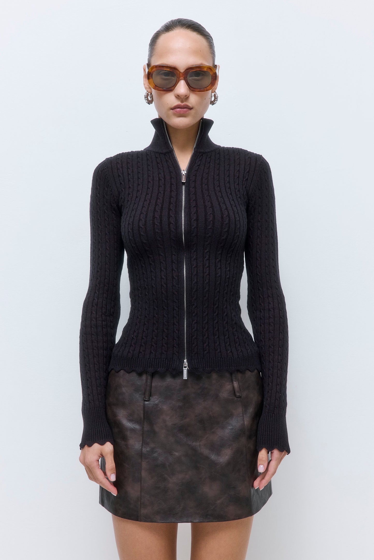 Fitted Cable Knit Cardigan