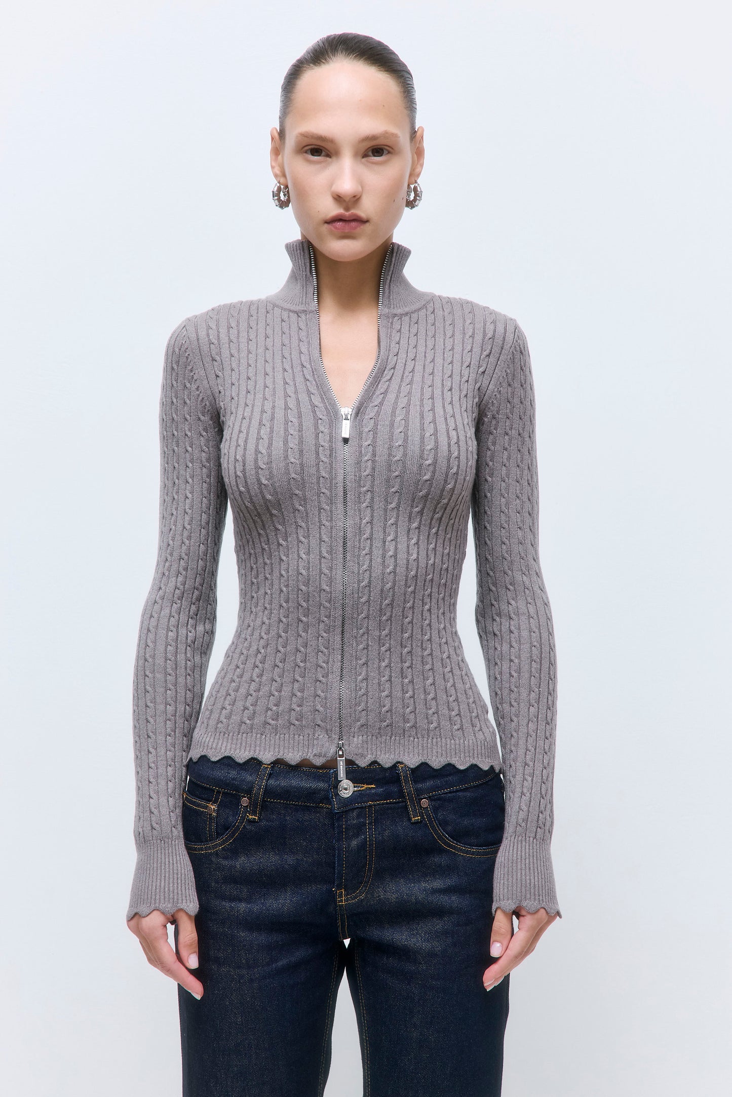 Fitted Cable Knit Cardigan