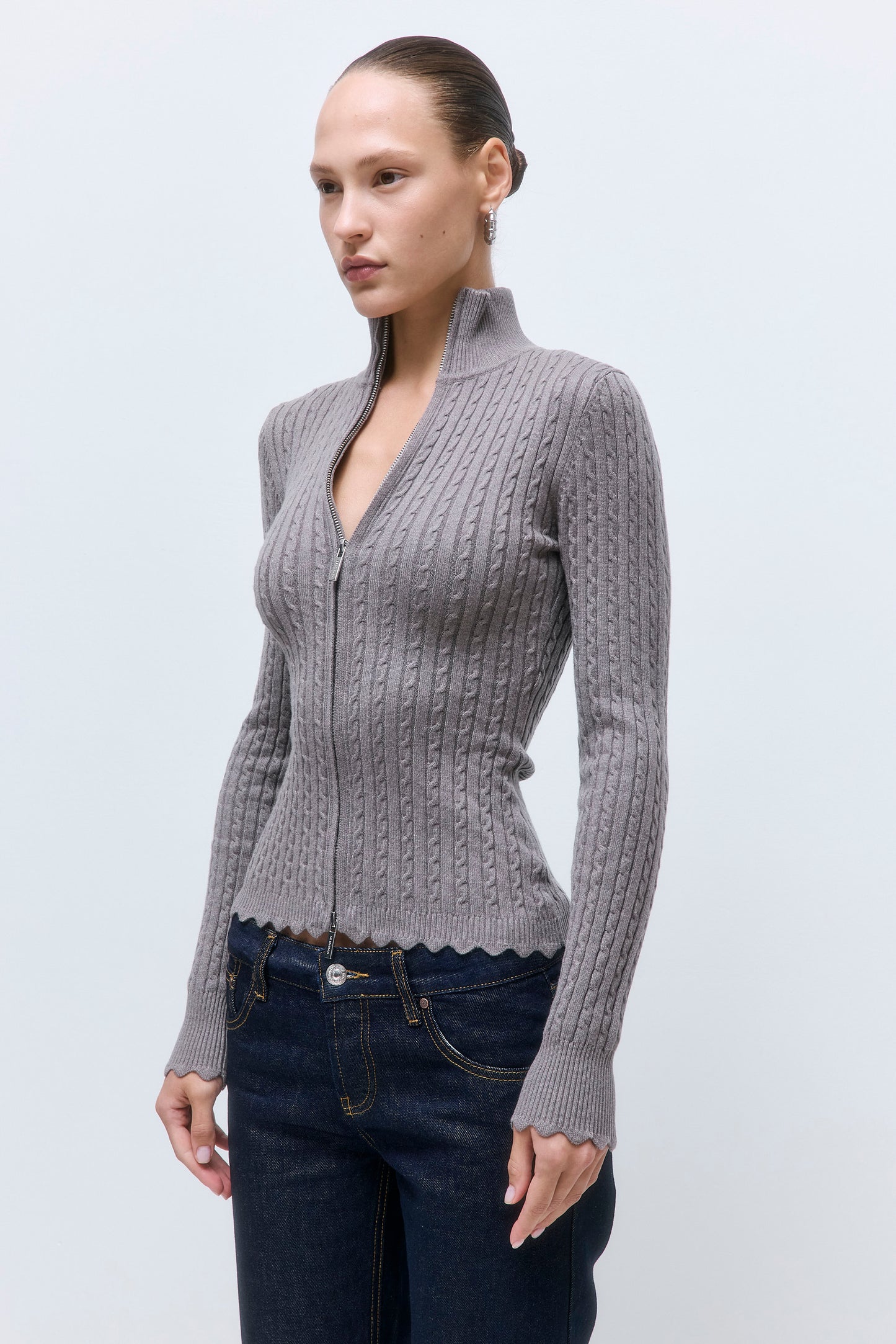 Fitted Cable Knit Cardigan