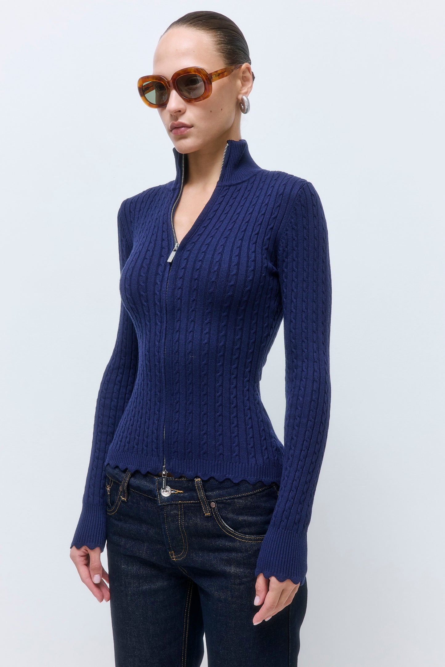 Fitted Cable Knit Cardigan