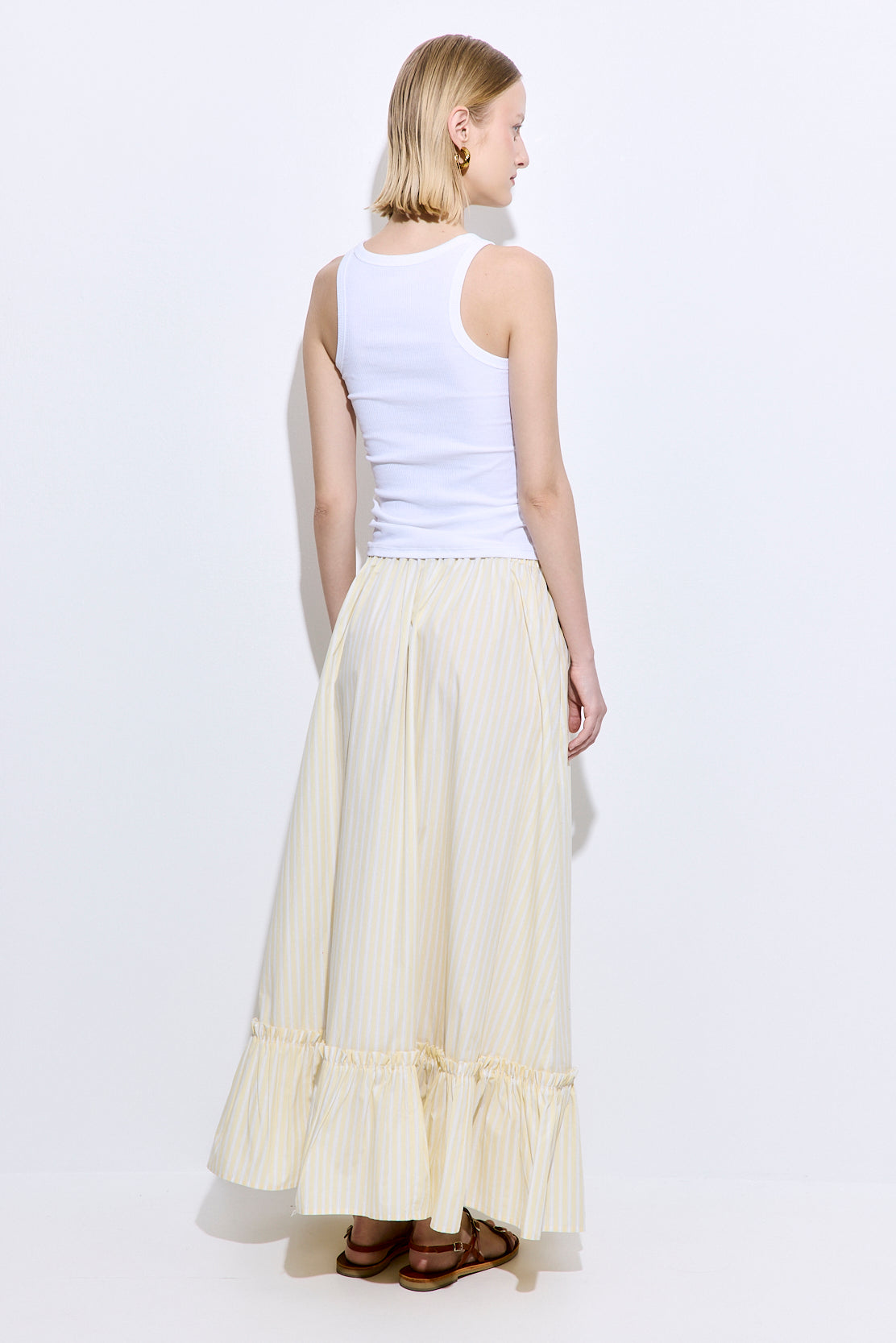 Ruffled Poplin Maxi Skirt