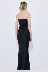 Satin Strapless Maxi Dress