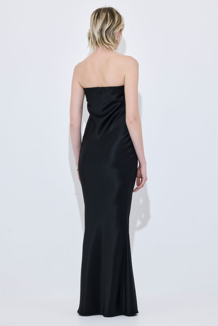 Satin Strapless Maxi Dress