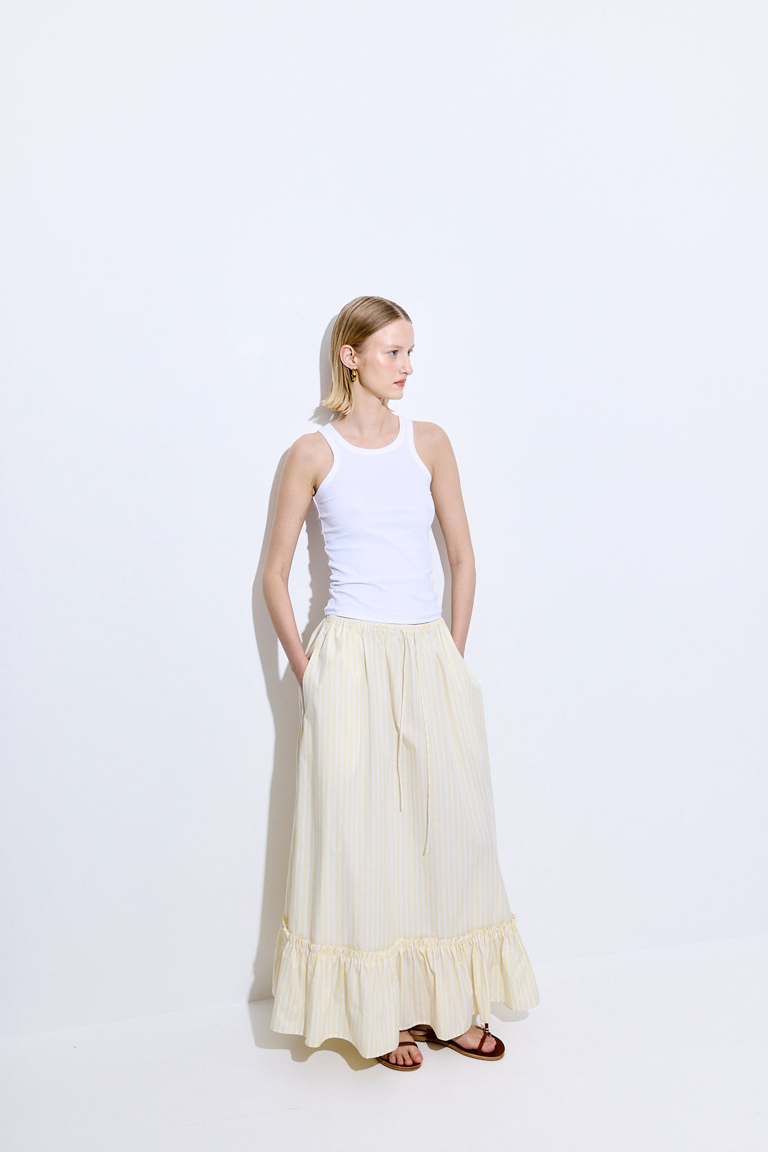 Ruffled Poplin Maxi Skirt