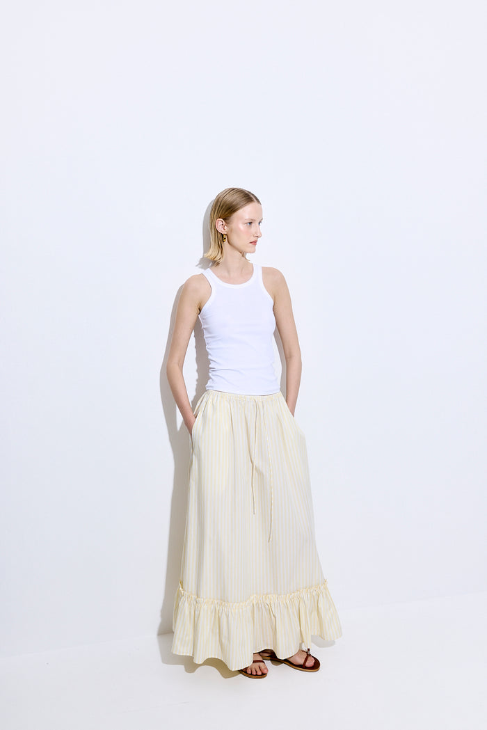 Ruffled Poplin Maxi Skirt