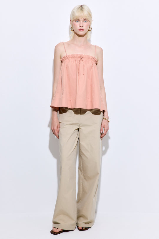 Ruffled Poplin Strappy Top