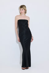 Satin Strapless Maxi Dress