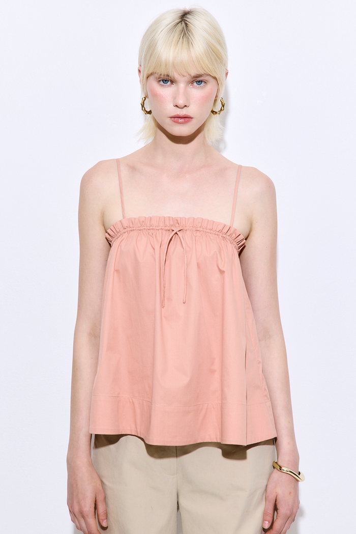 Ruffled Poplin Strappy Top