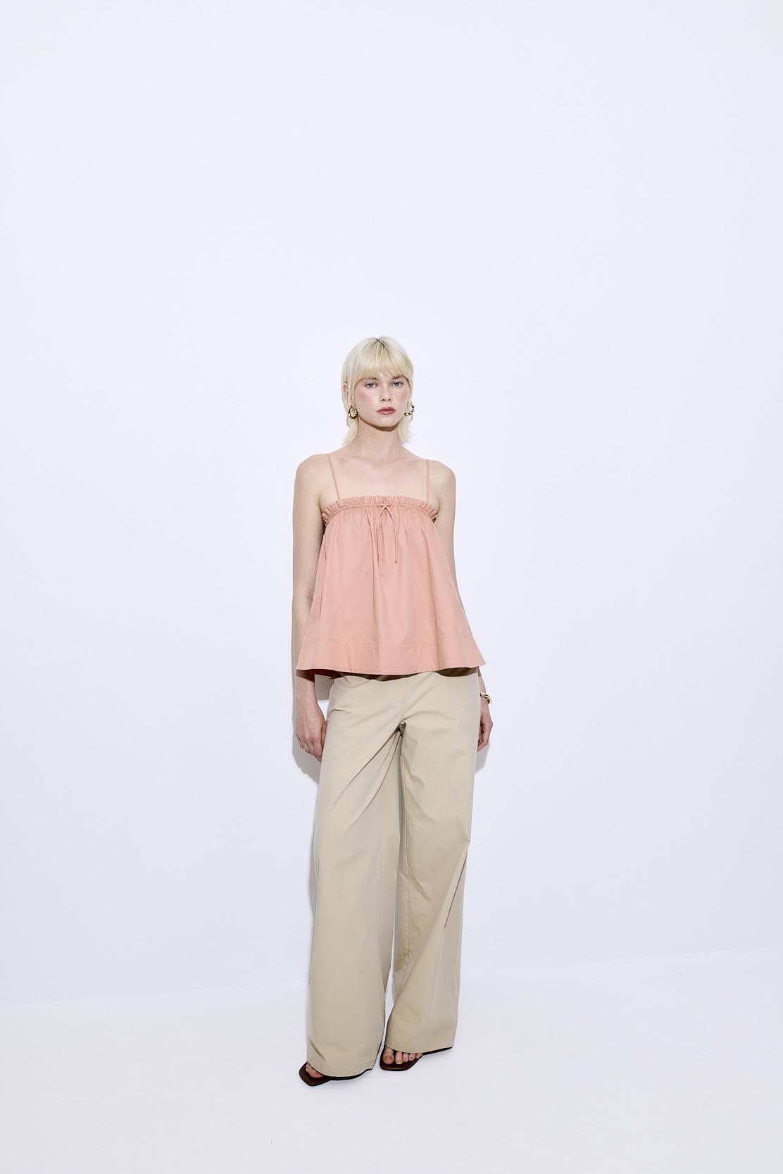 Ruffled Poplin Strappy Top