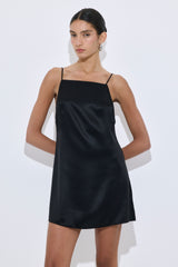 Satin Squared Neck Mini Dress